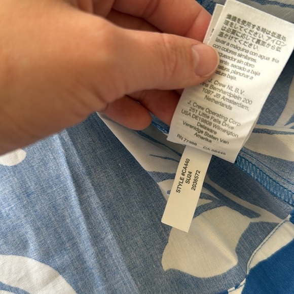 NWT J. Crew One Shoulder Blue White Floral Cotton Midi Dress - Picture 11 of 14